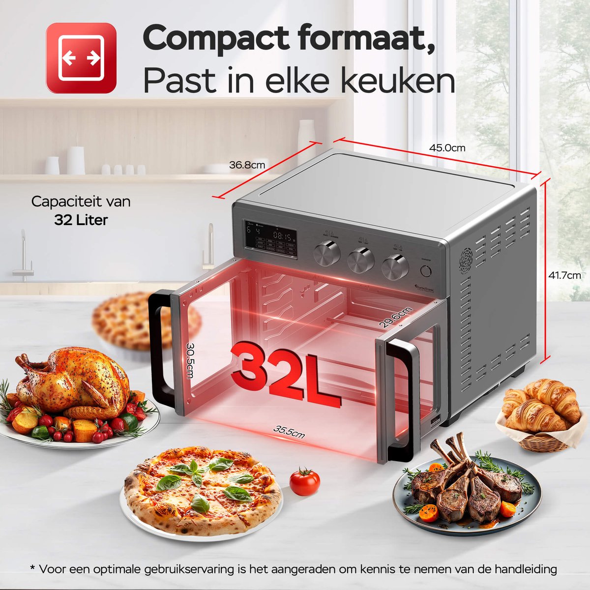 AFD32 Vrijstaande Oven & Airfryer - 32 Liter