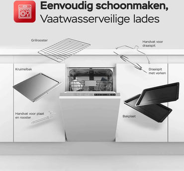 EV45 Vrijstaande Mini Oven - 45L - Zwart