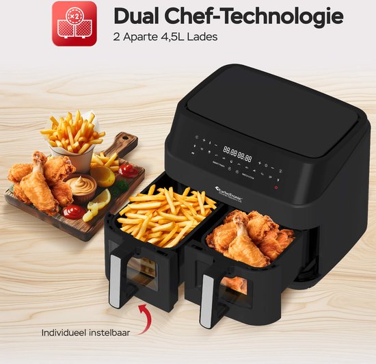DAF6W - Dubbele Airfryer - 9L - 1600W