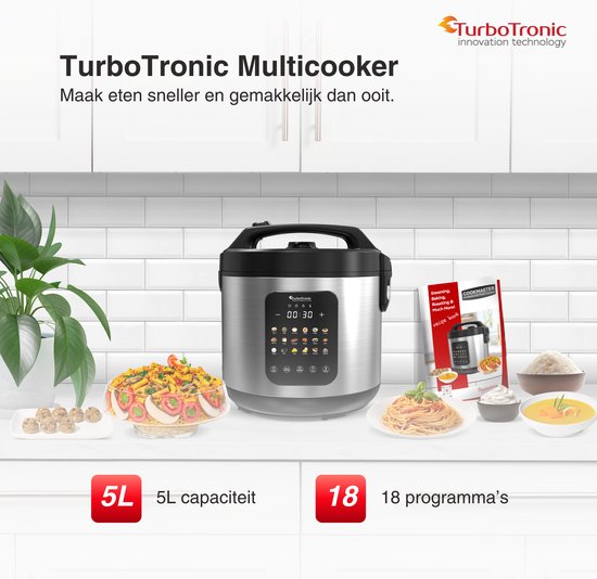 DMC18 Multicooker - Rijstkoker - Stoomkoker - RVS & Zwart