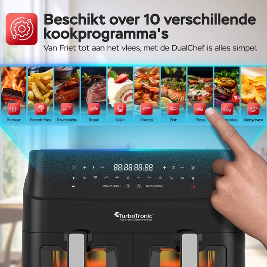 DAF6W - Dubbele Airfryer - 9L - 1600W