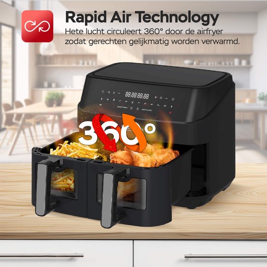DAF6W - Dubbele Airfryer - 9L - 1600W