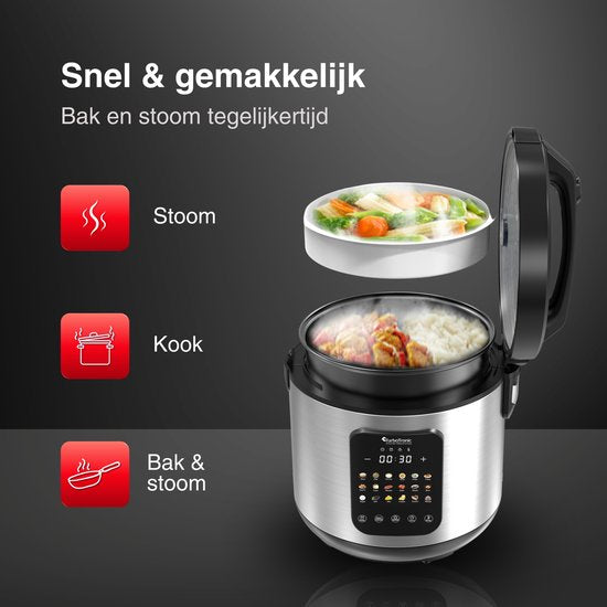 DMC18 Multicooker - Rijstkoker - Stoomkoker - RVS & Zwart