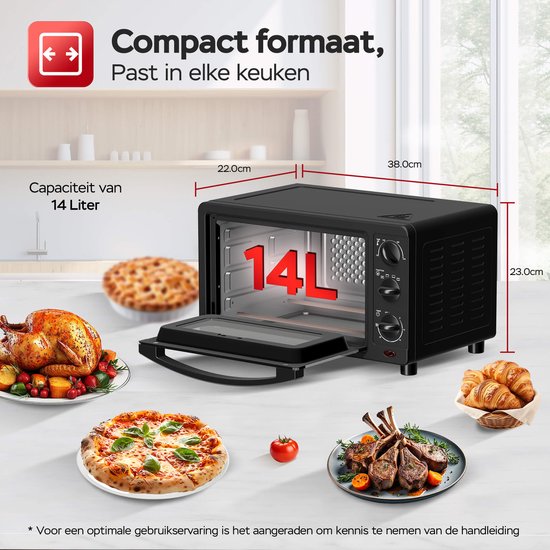 EV14 Vrijstaande oven - Mini oven 14 Liter