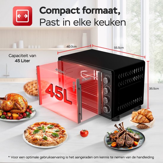 FEO45 Elektrische Oven met Franse deuren - 45L
