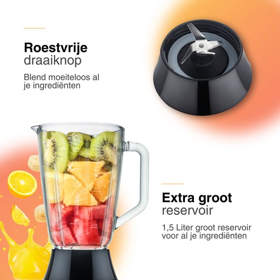 Blender 1,5 Liter - Met glazen kan