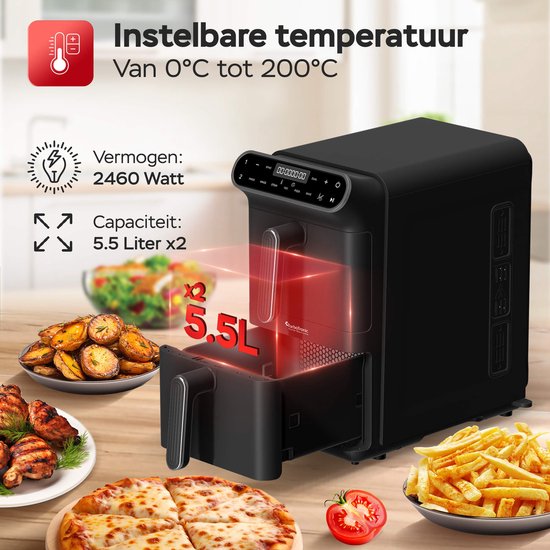 AF-500D - Dubbele Airfryer - 11L - Airfryer XXL