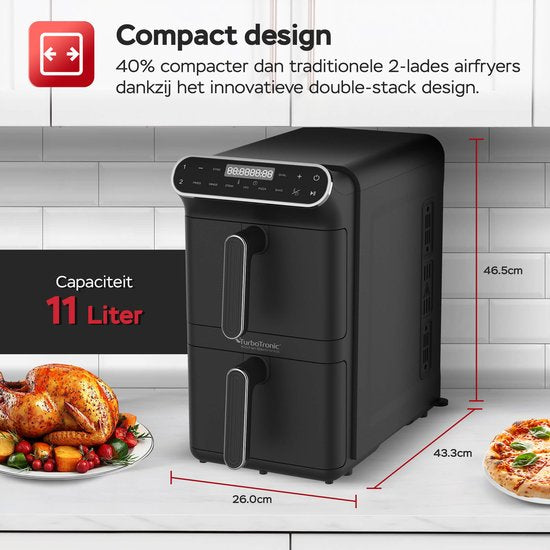 AF-500D - Dubbele Airfryer - 11L - Airfryer XXL