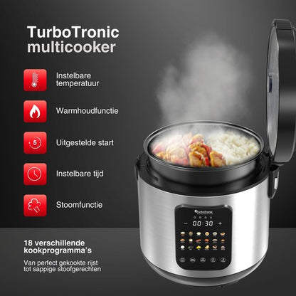 DMC18 Multicooker - Rijstkoker - Stoomkoker - RVS & Zwart