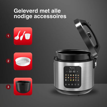 DMC18 Multicooker - Rijstkoker - Stoomkoker - RVS & Zwart