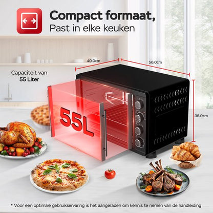 FEO55 Vrijstaande Oven met Franse Deuren - 55L