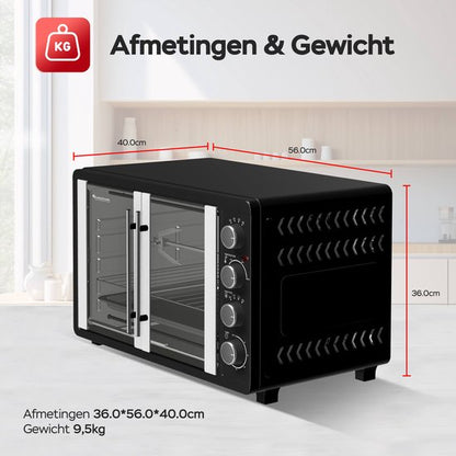 FEO55 Vrijstaande Oven met Franse Deuren - 55L