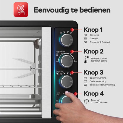 FEO55 Vrijstaande Oven met Franse Deuren - 55L